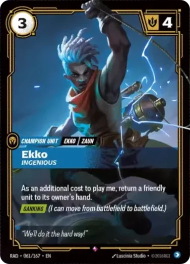 Ekko Ingenious champion unit card Riftbound Radiance